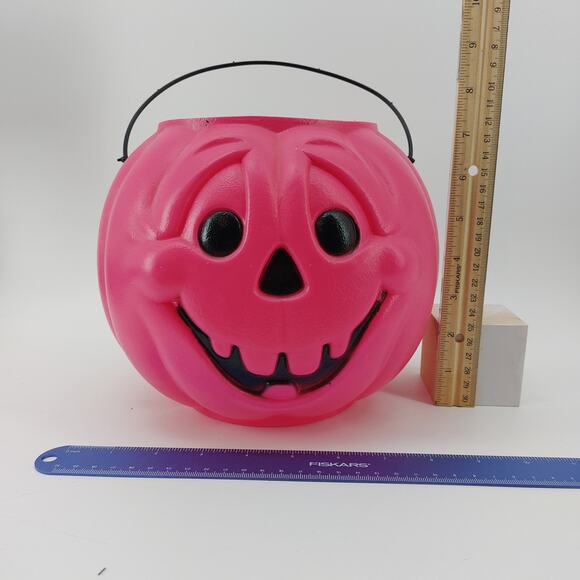 General Foam Plastics Pink Halloween Pumpkin Candy Pail Blow Mold - Picture 7 of 7